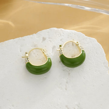 DAIIIBABYYY  -  French Elegant Sparkling Cubic Zirconia Oil Drop Green Earrings Women's Fashion Glamour Jewelry Earrings Holiday Party Gifts